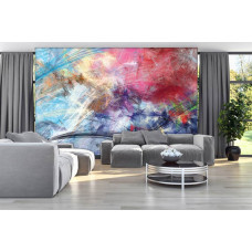 Eine Fototapete mit einer modernen Abstraktion von bunter Kunst in einem Skizzenstil.