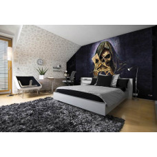 Eine Fototapete mit einem Skelett und einem Ass für das Jugendzimmer.