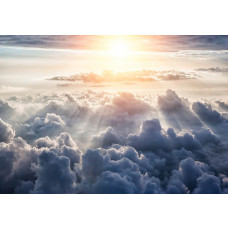 Fototapete mit Wolken, Sonne und Himmel, perfekt für eine frische und luftige Atmosphäre.