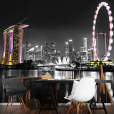 Eine Fototapete einer nächtlichen Skyline für das Büro.