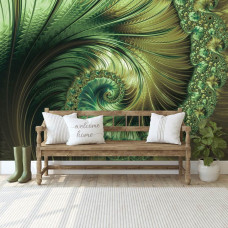 Eine Fototapete von Smaragdfederpracht mit abstrakter Kunst für das Firmenbüro.