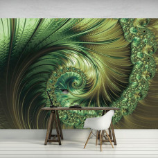 Eine Fototapete von Smaragdfederpracht mit abstrakter Kunst für das Büro.