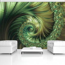 Eine Fototapete von Smaragdfederpracht mit abstrakter Kunst für das Wartezimmer.