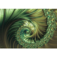Eine Fototapete von Smaragdfederpracht, in einem abstrakten und künstlerischen Design.