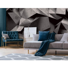 Eine Fototapete mit geometrischen Formen in schwarz-grauen Steinen, perfekt für ein Wohnzimmer...