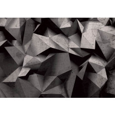 Abstrakte geometrische Fototapete mit schwarz-grauen Steinen, ideal für einen modernen Raum.