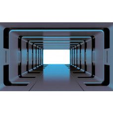 Fototapete mit einem 3D-Weltraumtunnel, mit einer futuristischen und abstrakten Ansicht.