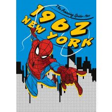 Spiderman Fototapete aus dem Jahr 1962, New Yorker Kulisse im Retro-Marvel-Stil.