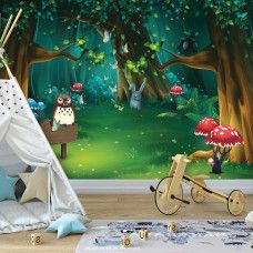 Eine magische Fototapete eines Märchenwaldes für Jungen und Mädchen.