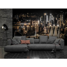 Fototapete einer Stadt bei Nacht für das Wohnzimmer.