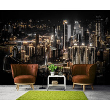 Fototapete einer Stadt bei Nacht für das Wohnzimmer.