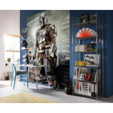 Eine Fototapete mit dem Mandalorianer in Kampfhaltung aus Star Wars.