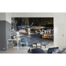 Eine Star Wars Fototapete, die den Rebellenstützpunkt auf einem abgelegenen Planeten zeigt.