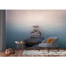 Ein Fototapet von einem Steinweg im Wasser in einem Büro.