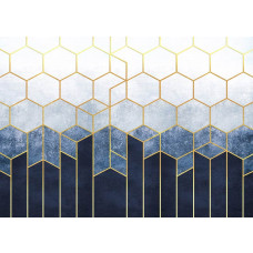 Eine Fototapete mit stilvollen goldenen Sechsecken im abstrakten Stil.