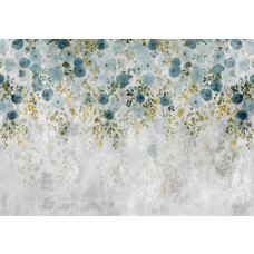 Eine Fototapete von stilvollen Hängepflanzen gegen harten Beton mit Blumen.