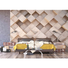 Fototapete mit stilvollen 3D-Holzwürfeln, ideal für einen robusten, modernen Look im Büro.