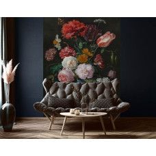 Fototapete eines Stilllebens mit Blumen in einer Glasvase von Jan Davidsz de Heem, Rijksmuseum in einem Wohnzimmer