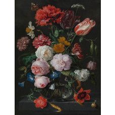 Fototapete eines Stilllebens mit Blumen in einer Glasvase von Jan Davidsz de Heem, Rijksmuseum.