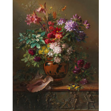 Fototapete eines Stilllebens mit Blumen in einer griechischen Vase von Georgius Jacobus Johannes van Os, Rijksmuseum.