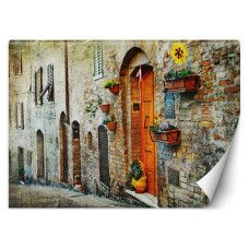 Fotobehang met een sfeervolle straat in Italië in oranje tinten
