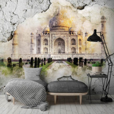 Eine Fototapete des Taj Mahal für das Wohnzimmer.