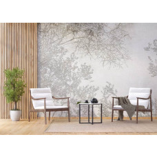 Fototapete mit Ast-Silhouetten in einem Geschäftsraum, fügt der Arbeitsumgebung eine klare und inspirierende Note hinzu.