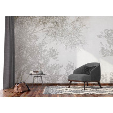 Ein minimalistisches Fototapete von Ast-Silhouetten in einem modernen Wohnzimmer, kombiniert Natur mit einer modernen Ausstrahlung.