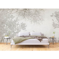 Ein beruhigendes Fototapete von Ast-Silhouetten im Schlafzimmer, schafft eine ruhige und zeitlose Atmosphäre zum Entspannen.