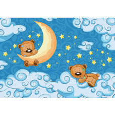 Fototapete von Teddybären in einem Babyzimmer mit Wolken, niedlich und weich.