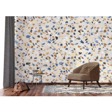Fototapete aus Terrazzo-Marmor-Naturstein für das Vliestapeten-Wohnzimmer, mit einer zeitgemäßen Optik und raffinierten Farben.