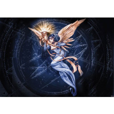 Fototapete des triumphierenden Engels in Feuer und Licht.