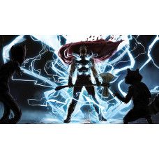 Fototapete Thor Gott des Donners mit Groot und Rocket Raccoon von Marvel.