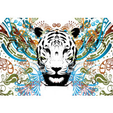 Fototapete mit abstrakter Tigerkunst, mutiges Design.