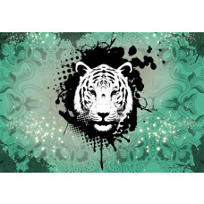 Abstrakte grüne Tiger Fototapete, kraftvoll und naturgetreu.