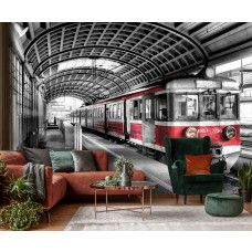 Eine Fototapete mit einem Bahnhof für das Wohnzimmer.