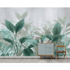 Fotobehang tropische bladeren groen in een kantoor met elegante groene planten.