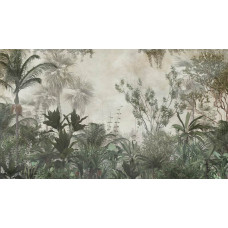Eine üppige tropische Landschaft mit Palmen und Dschungel, abgebildet in einer Natur Fototapete.