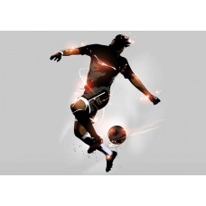 Fototapete mit einem Fußballtrick, bei dem der Ball von einem Spieler auf spektakuläre Weise kontrolliert und präsentiert wird.