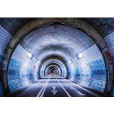 Fototapete eines Tunnels mit 3D-Effekt, Stadtbild mit Tiefe.