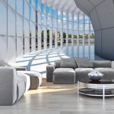 Fototapete eines Tunnels mit Blick auf Paris in einem urbanen Stil, ideal für ein Wohnzimmer.