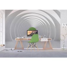 Eine 3D-Fototapete eines Tunnels, der ins Grüne führt, für eine beruhigende und natürliche Atmosphäre in einem Büro.
