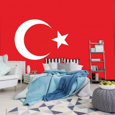 Eine Fototapete mit türkischer Flagge für das Schlafzimmer.