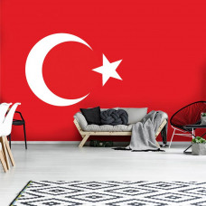 Eine Fototapete mit türkischer Flagge für das Wohnzimmer.