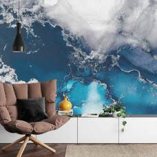 Eine Fototapete mit abstrakter türkisfarbener Marmorkunst, perfekt für ein Esszimmer.