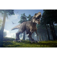 Tyrannosaurus Rex brüllt in einer mächtigen und detaillierten Fototapete, die die Kraft dieses Dinosauriers hervorhebt.