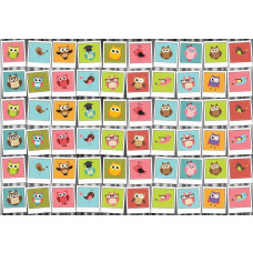 Fototapete mit einer Collage von Eulen und Vögeln, speziell für Kinderzimmer.