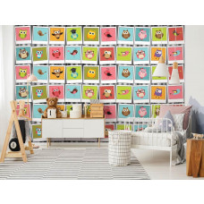 Fototapete mit einer Collage von Eulen und Vögeln in Collageform für eine fröhliche Atmosphäre.