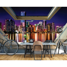 Eine Fototapete der New Yorker Skyline mit 3D-Effekten, perfekt für das Büro.