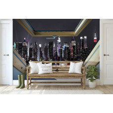 Eine Fototapete mit der Skyline von New York City für das Wohnzimmer.